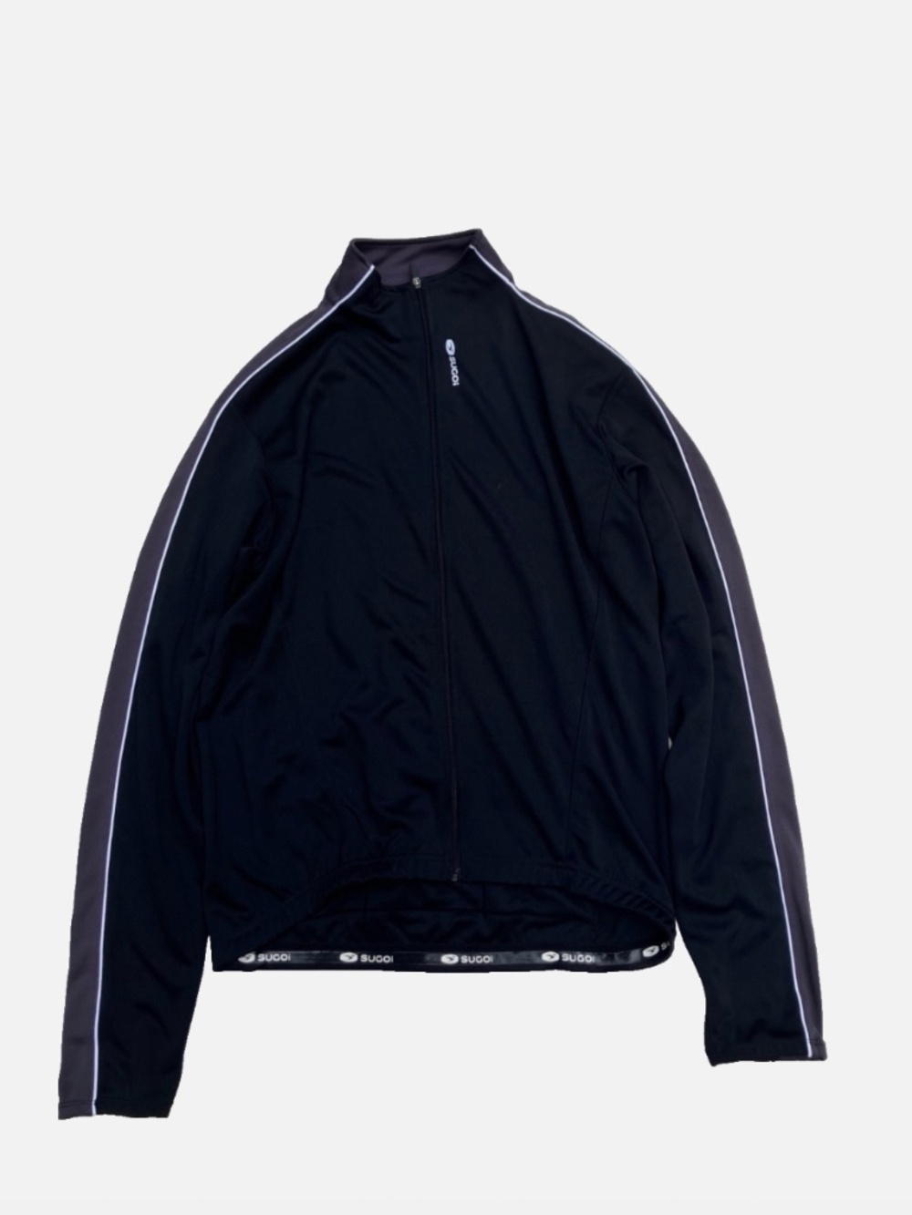 Sugoi Cycling Jersey Men’s Large Black Purple Long Sleeve Full Zip Reflective